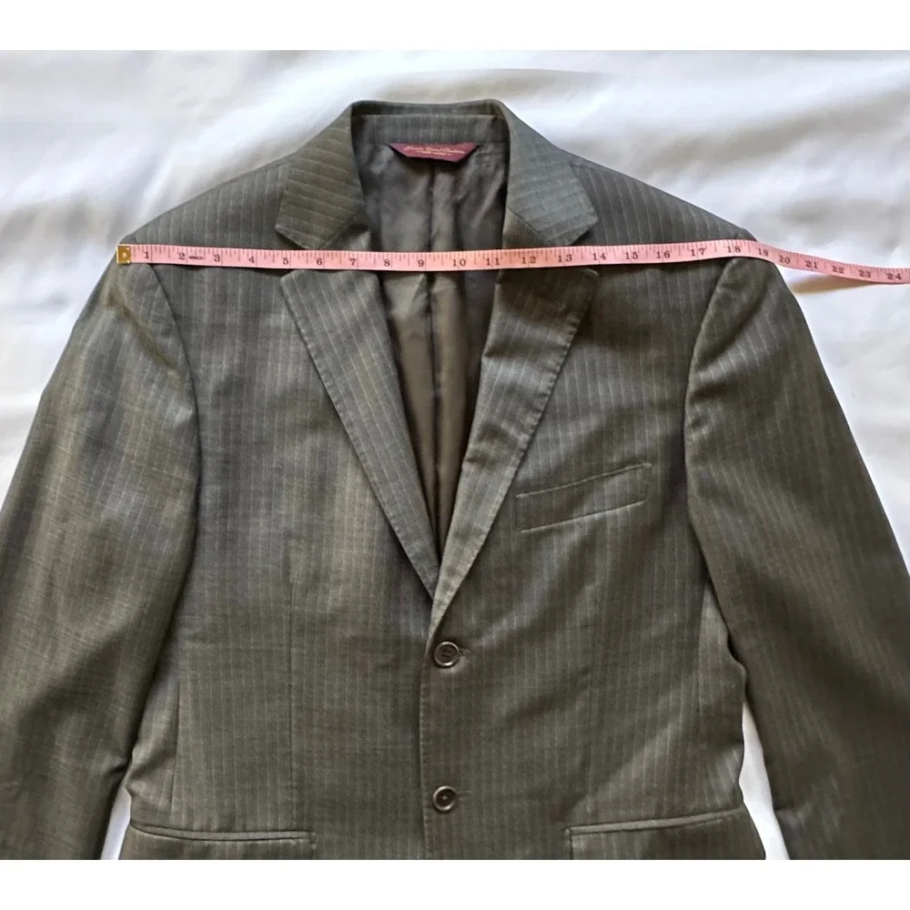 Pronto Uomo Couture Blazer Grey Pinstripe Lessona Super 100s Wool Italy 38 Short